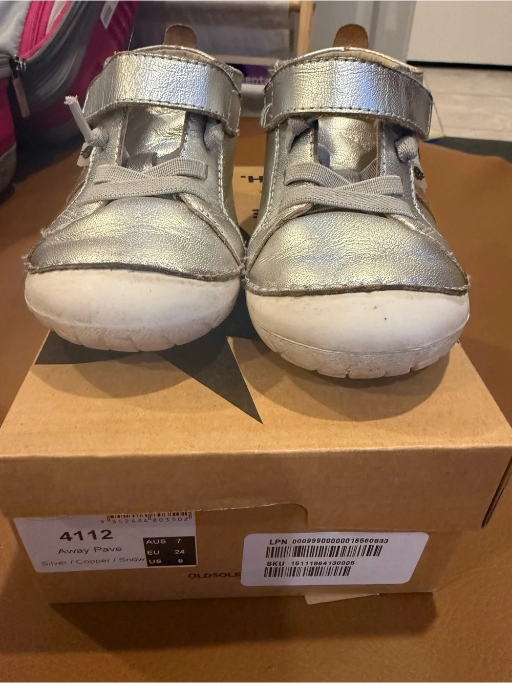 Old Soles Silver Metallic Toddler Sneakers with Hook-and-Loop Strap